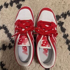New Balance Red and White 480 Sneakers
